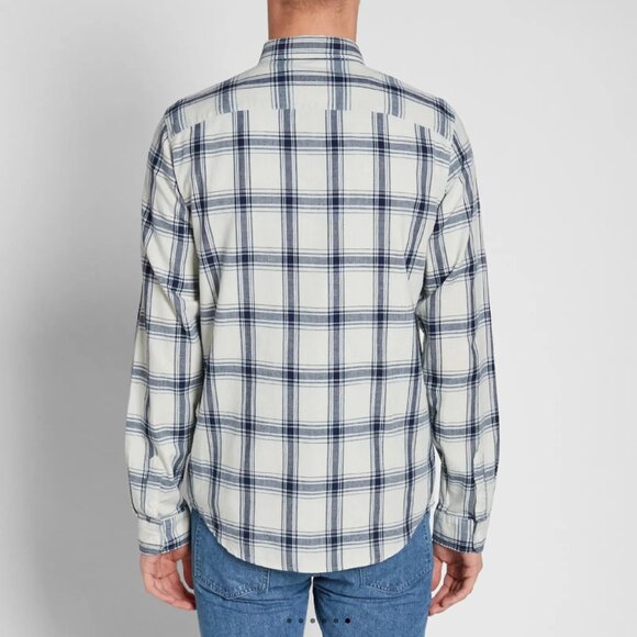 A.P.C. Mens Large 100% Cotton Checked Button Down Collar Shirts Navy Blue/White - Picture 2 of 15